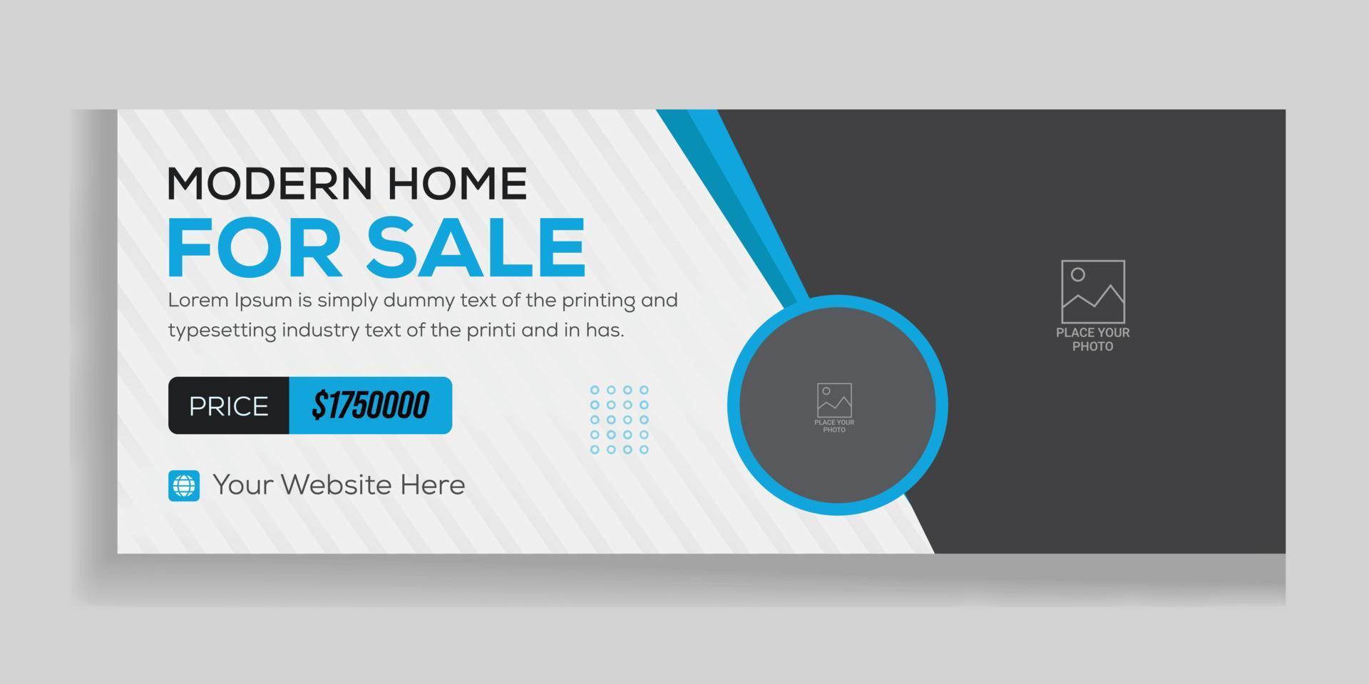 Real estate house property sale Facebook timeline cover business digital agency for social media template web ads vector