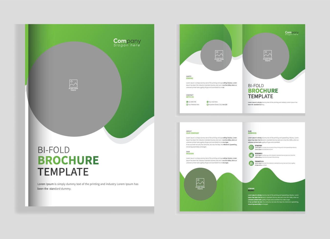 Corporate company bifold business profile brochure template design vector