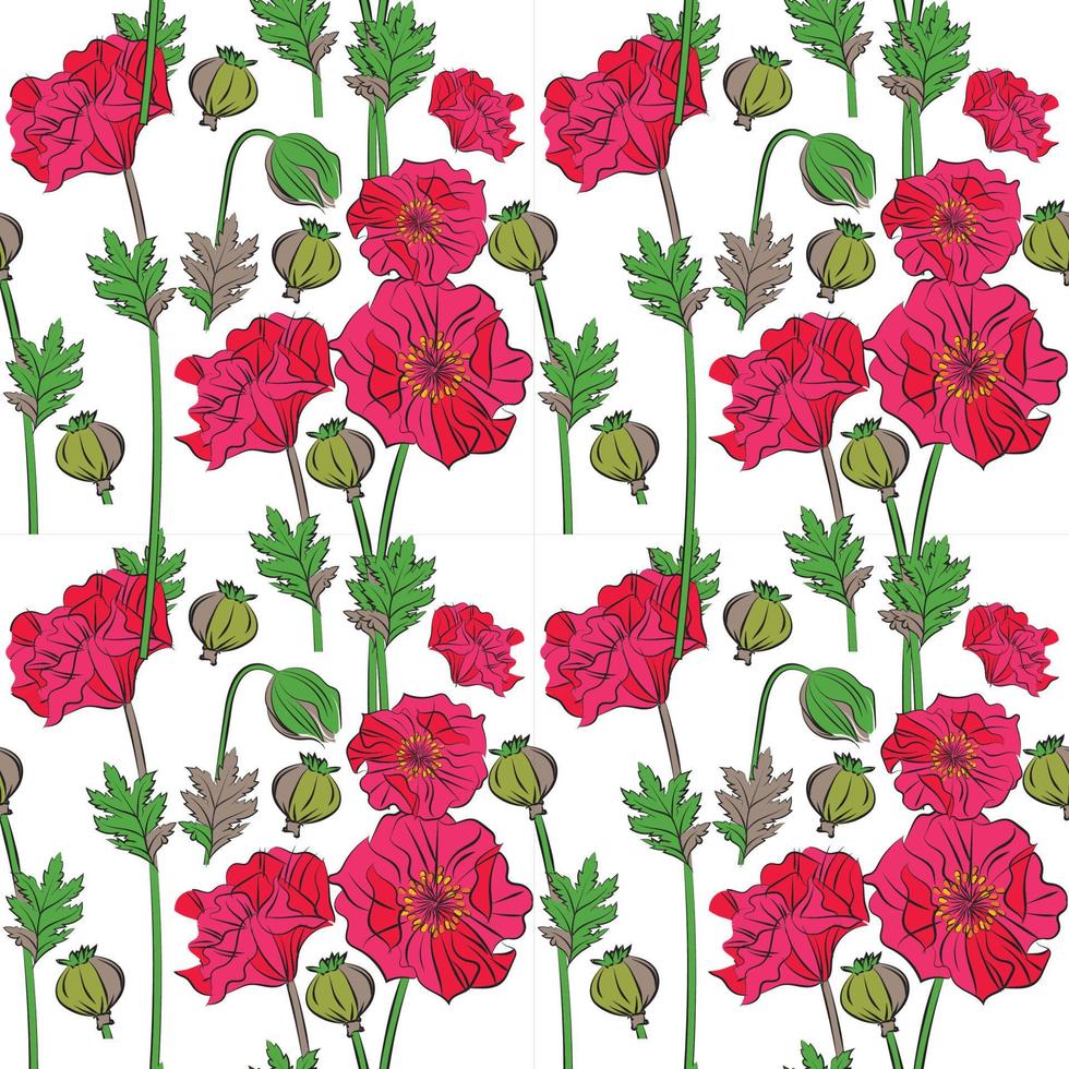 Seamless, Hand sketched vector vintage leaves, flowers, Wild and free. Perfect for textile printing, invitations, greeting cards, blogs, wrappers and posters.