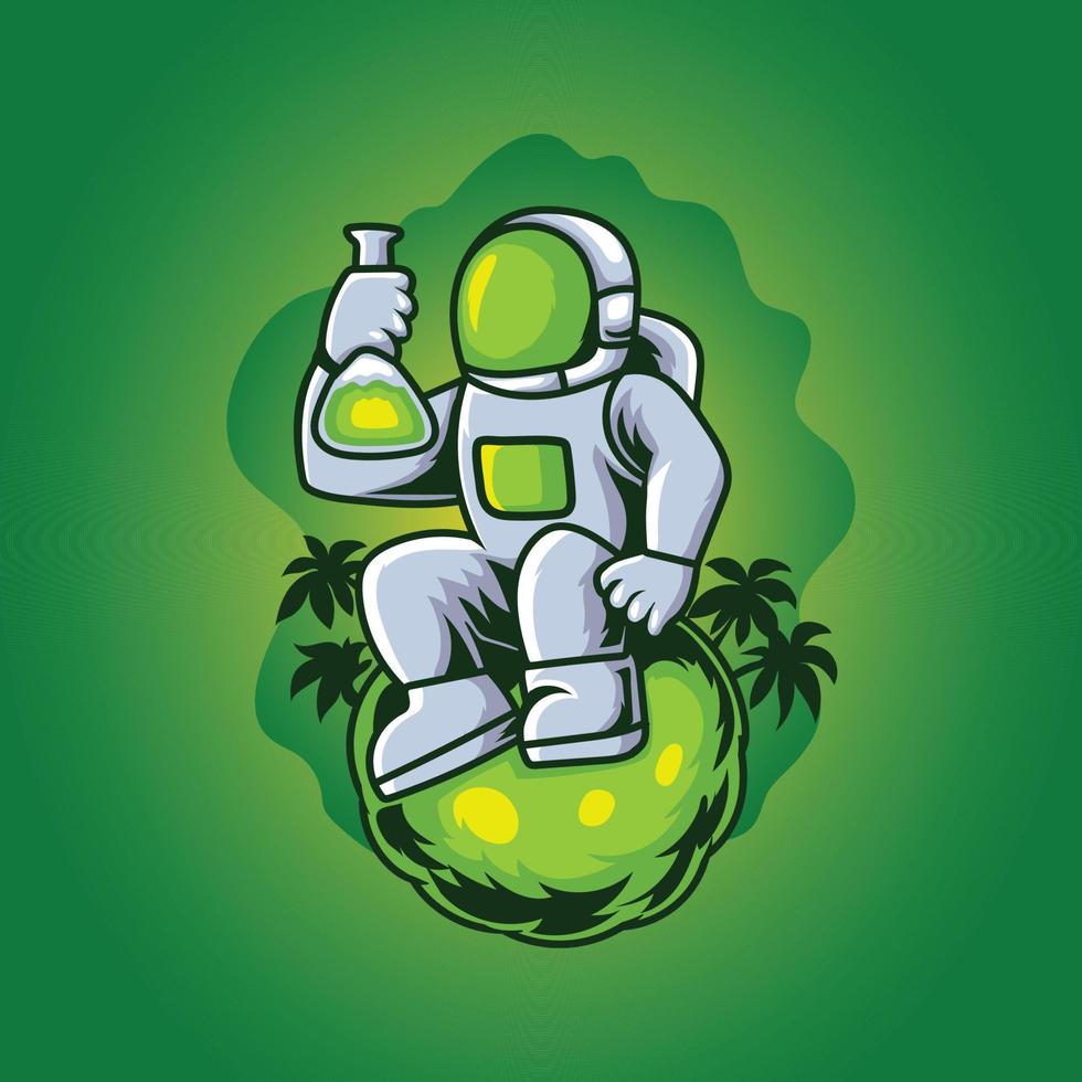 Astronaut Green Lab Illustration vector