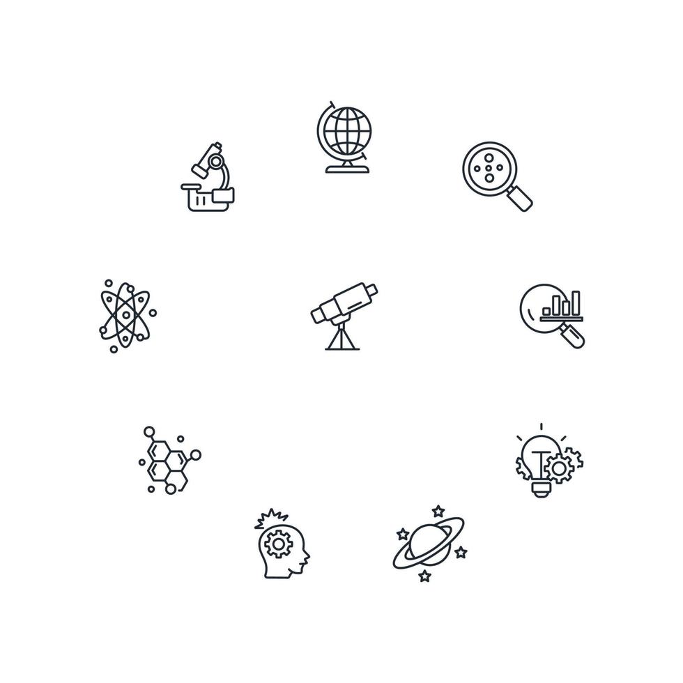 science icons set . science pack symbol vector elements for infographic web