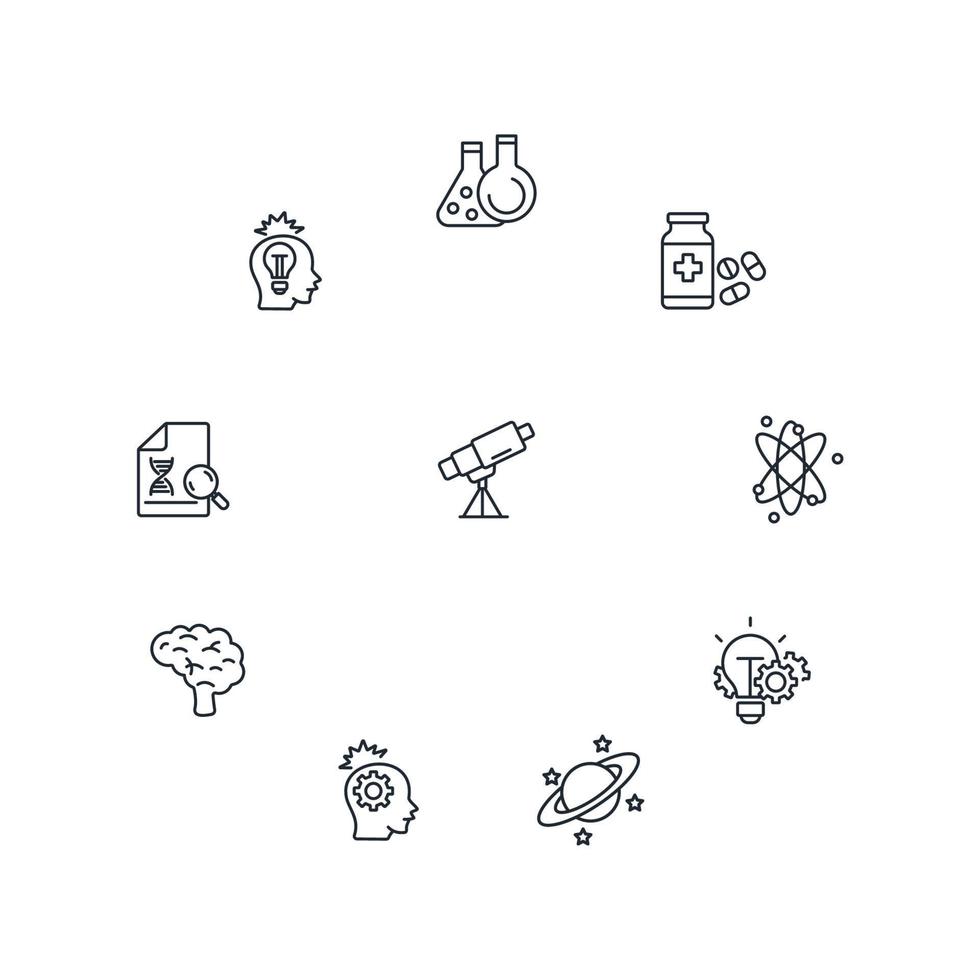 science icons set . science pack symbol vector elements for infographic web