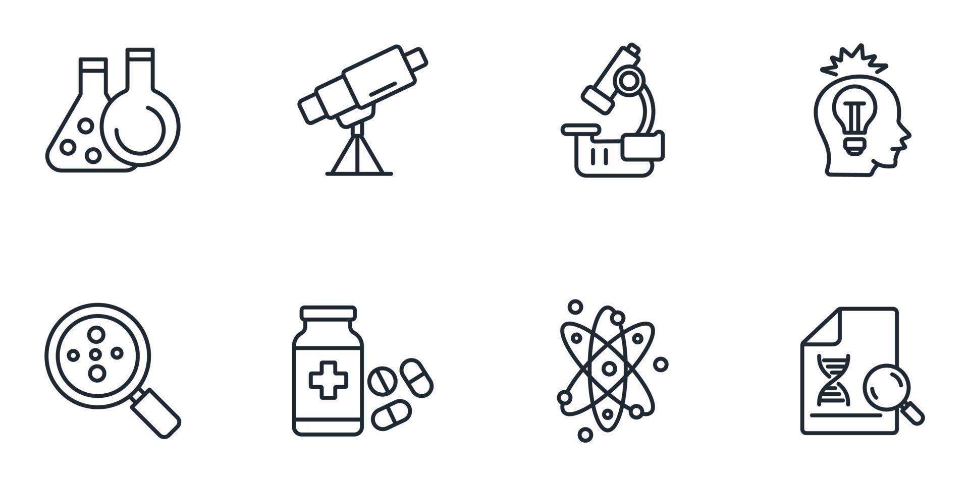science icons set . science pack symbol vector elements for infographic web