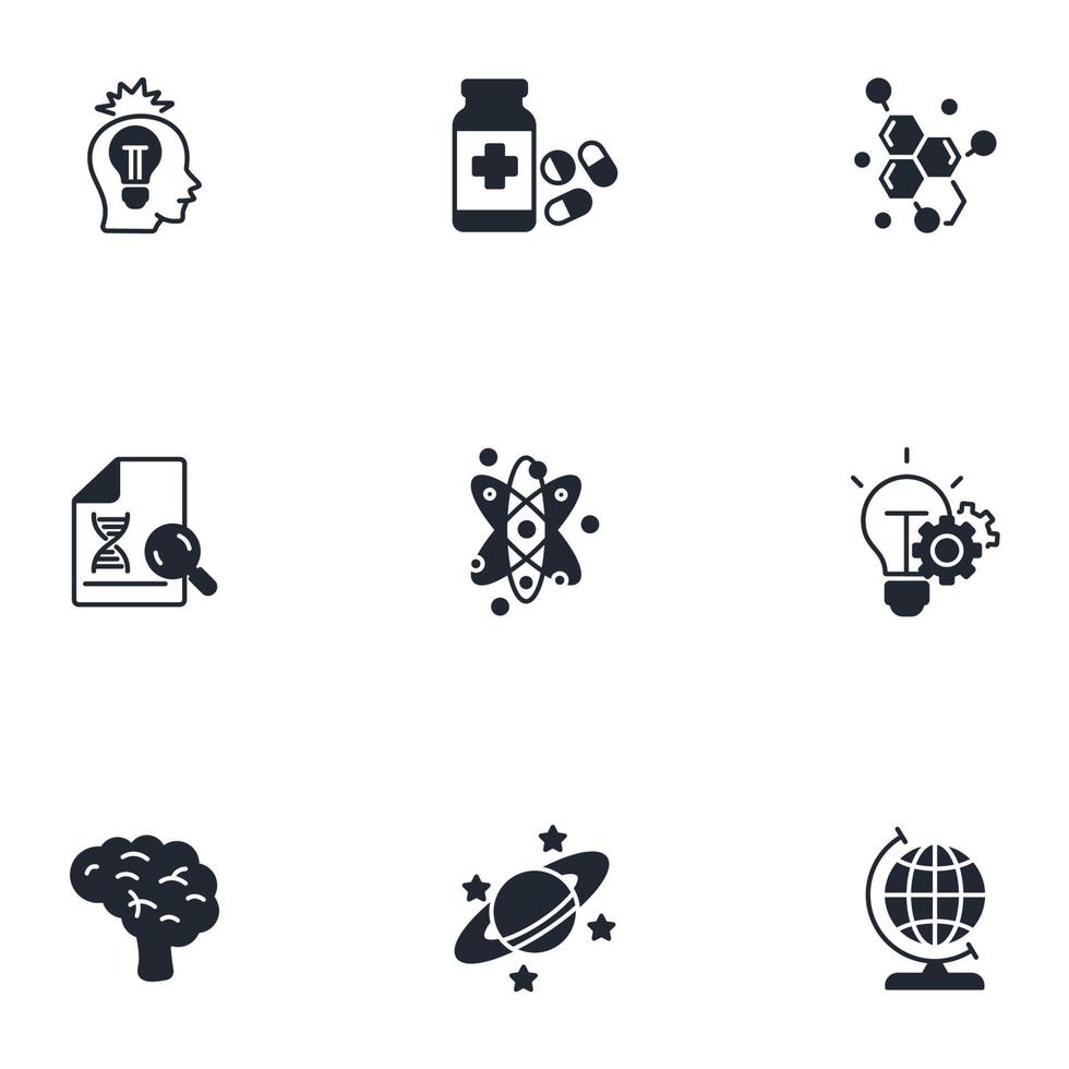 science icons set . science pack symbol vector elements for infographic web