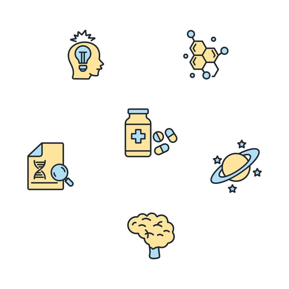 conjunto de iconos de ciencia. elementos de vector de símbolo de paquete de ciencia para web de infografía