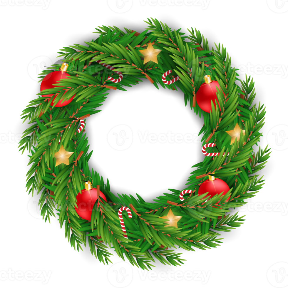 Christmas decoration with circular christmas tree png