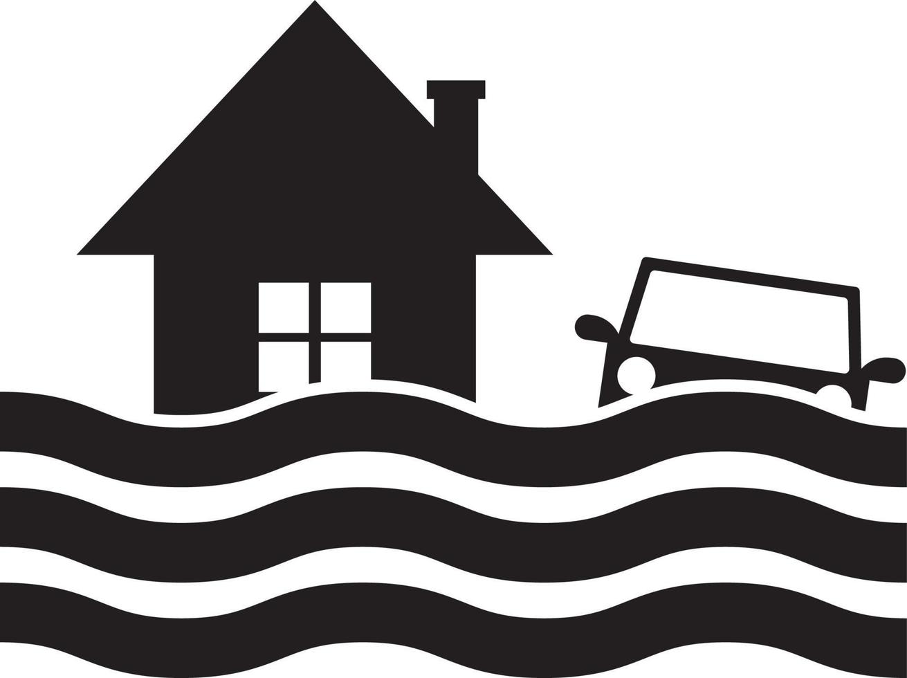 Floods, Flooding, Hurricane, Heavy Rainfall Icon vector