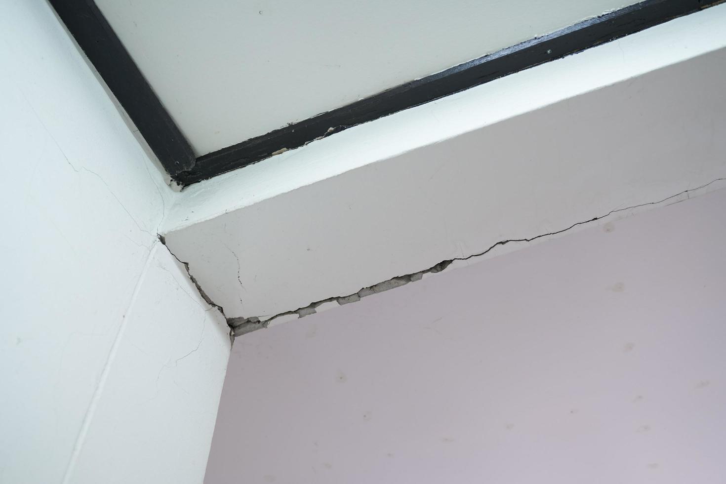 Houses that are not built to the standard, broken beams, cracked walls and house subsidence. photo