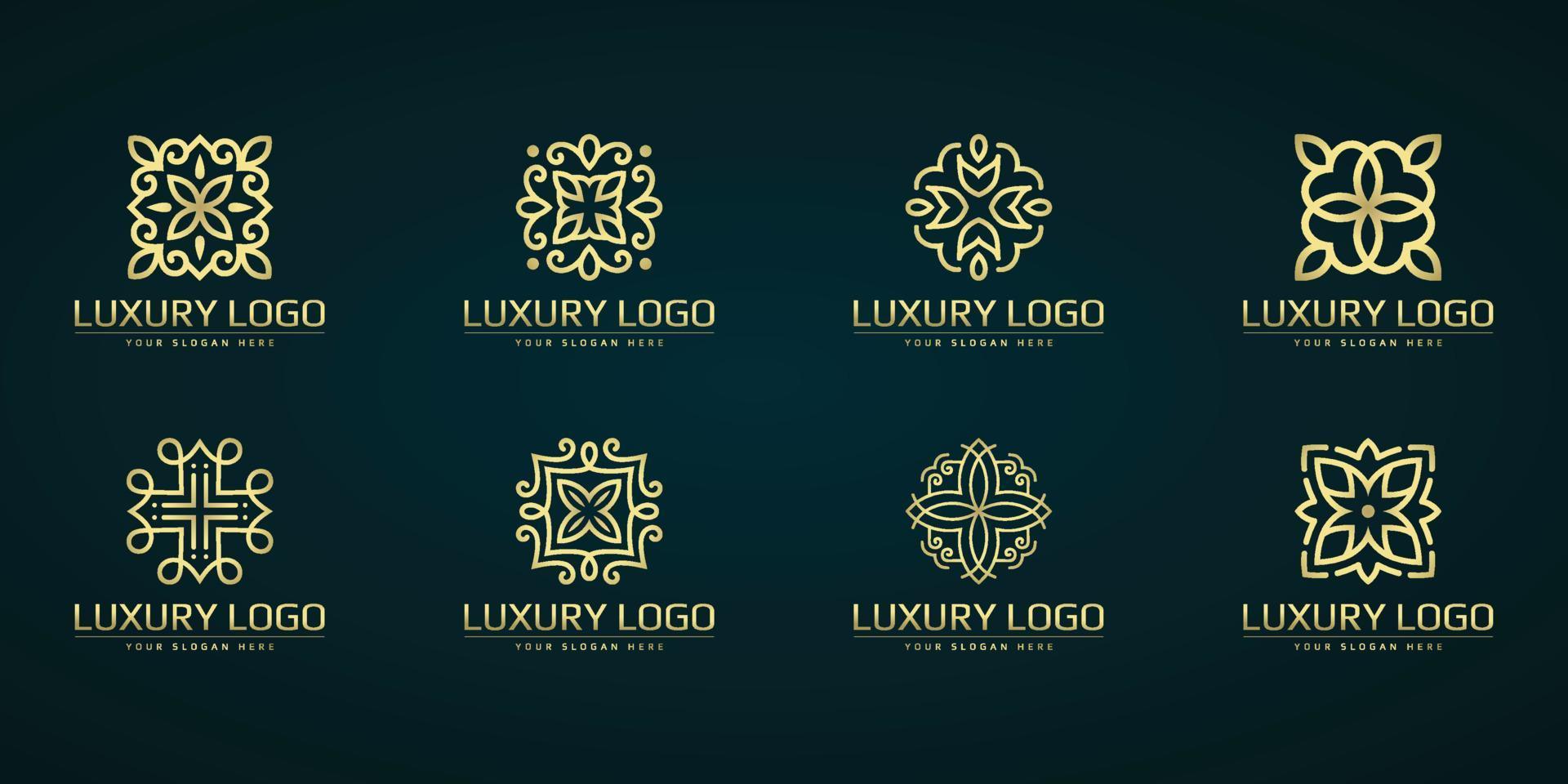 Luxury floral logo set, ornament logos vector