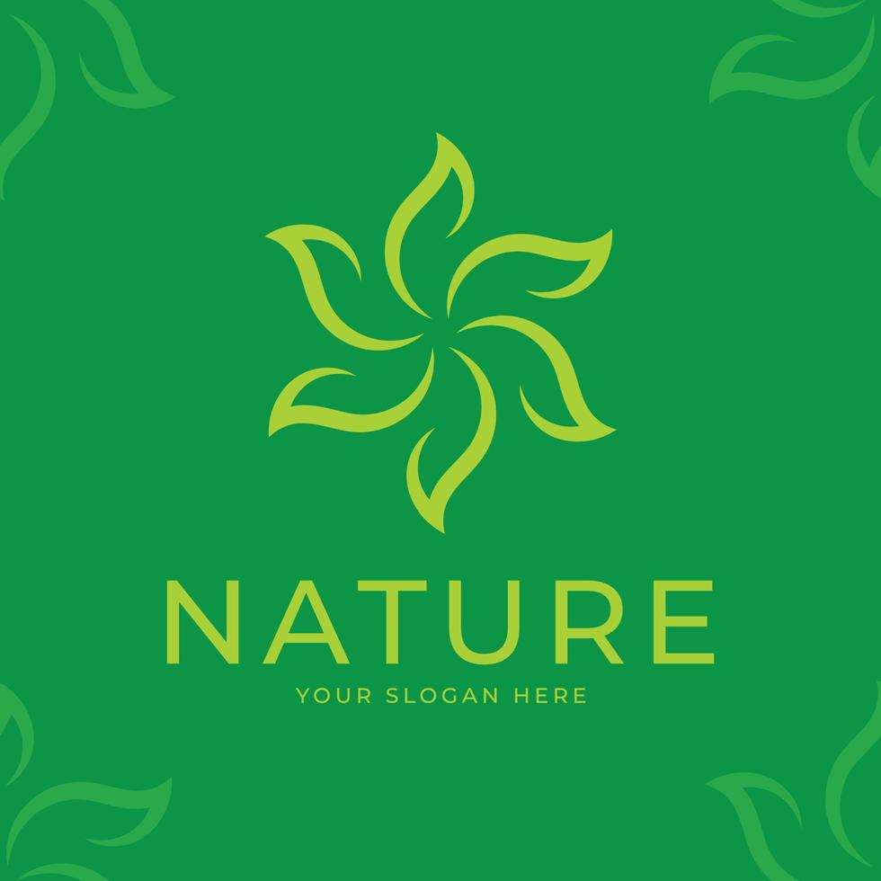 logotipo floral abstracto sobre fondo verde vector