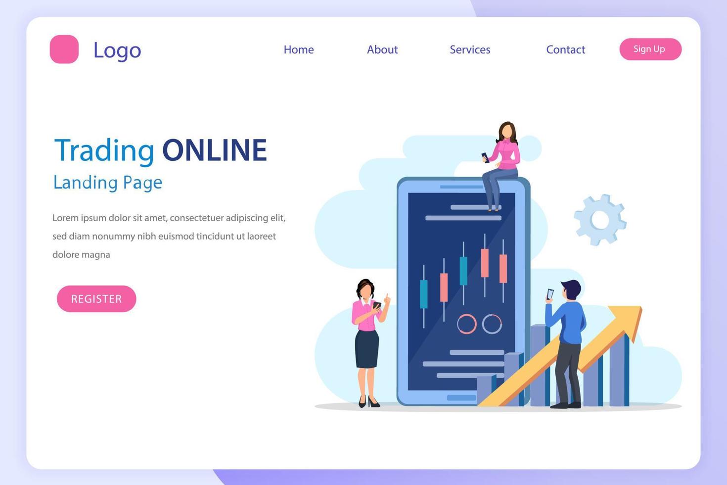 online trading concept. Forex trading strategy, Investing in Stocks. Flat vector template
