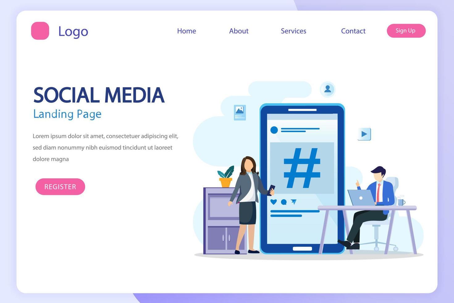 Social Media Network and Influencer Vector Illustration Concept , Flat vector template style Suitable for Web Landing Pages.