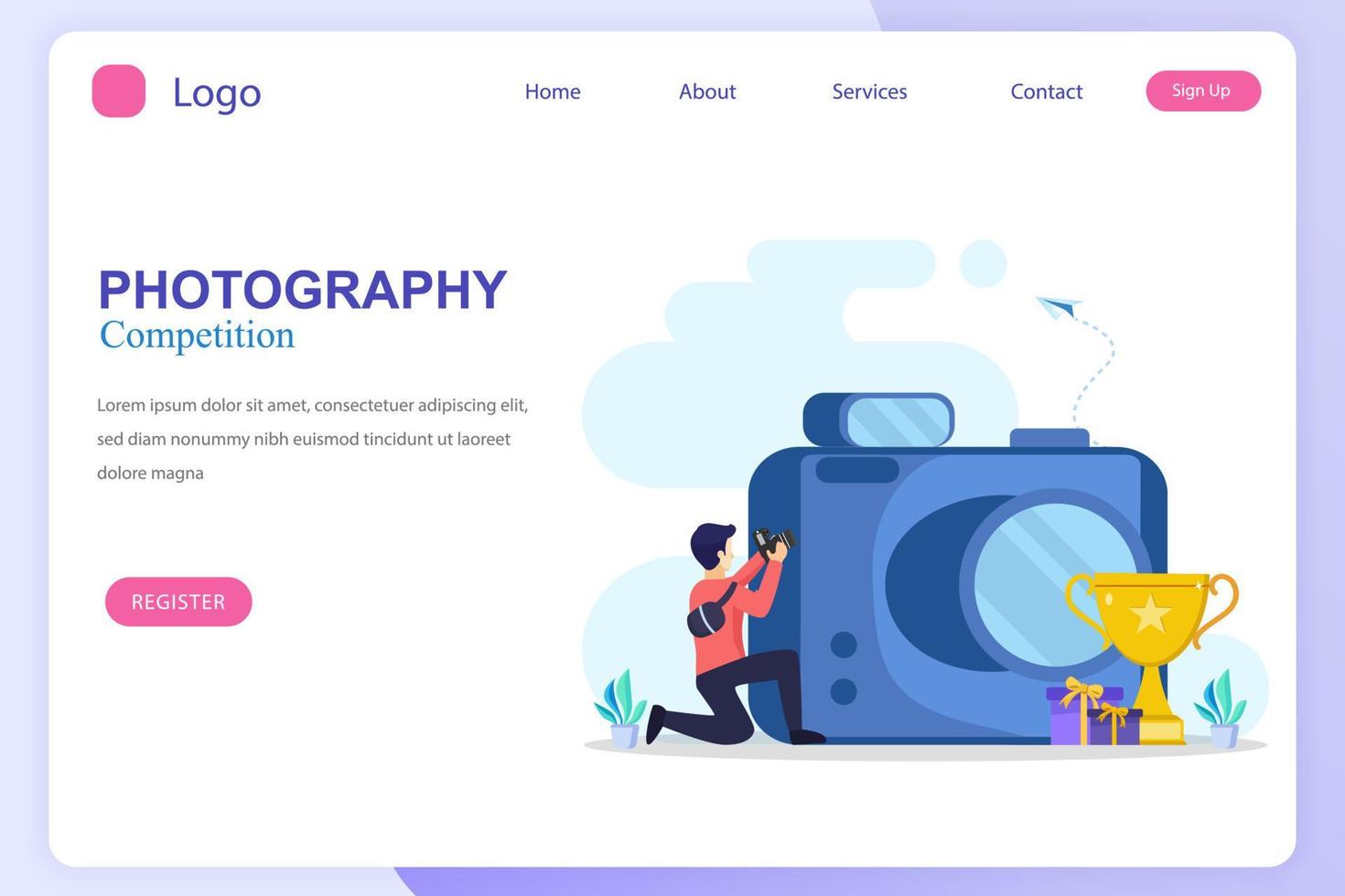 Photo competition illustration vector landing page. Photography Competition