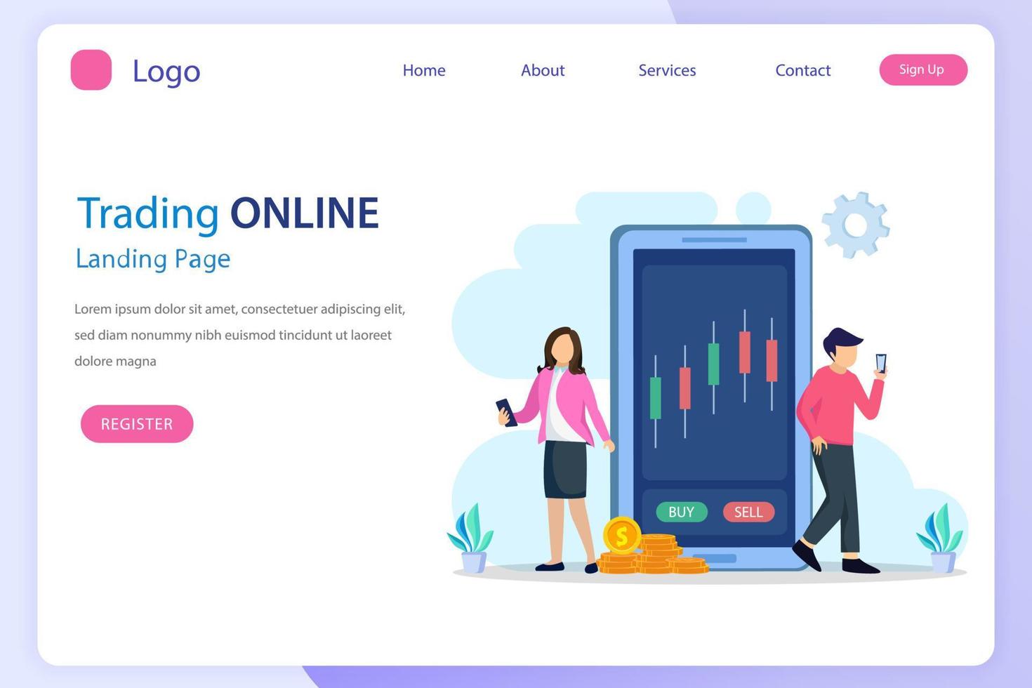 online trading concept. Forex trading strategy, Investing in Stocks. Flat vector template