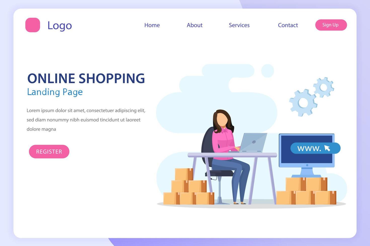 Online shopping concept. e-commerce concept, buying online store, online application store. Flat vector template Style Suitable for Web Landing Page.