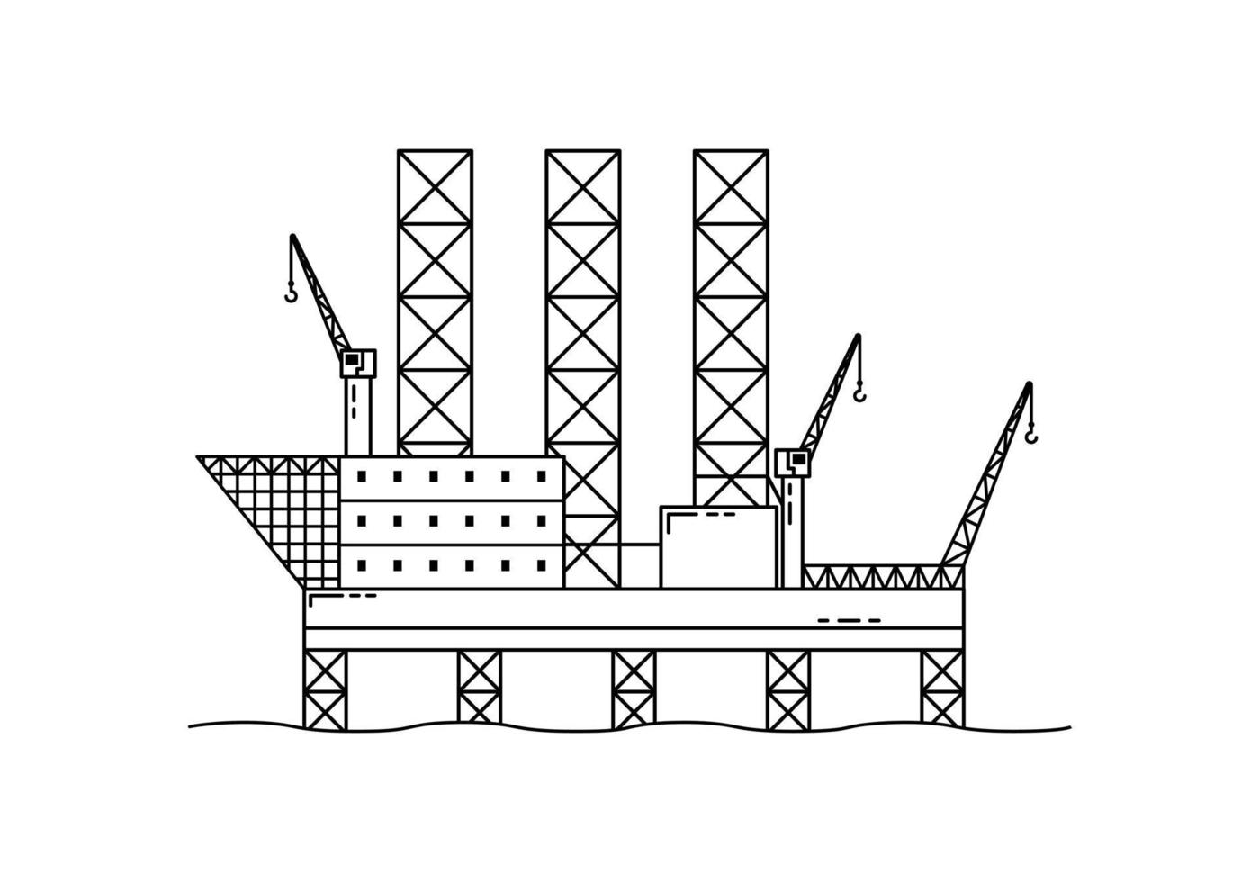 ilustración vectorial de una plataforma de gas en alta mar. suministro de gas y petróleo. el embargo sobre el suministro de gas de rusia. contorno vector