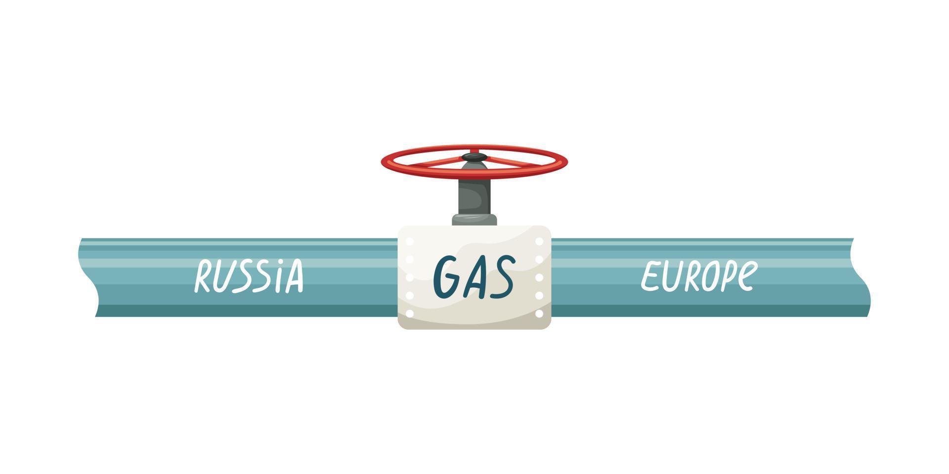 Vector illustration of a gas pipe from Russia to Europe. Gas supply. The embargo on the supply of gas from Russia.