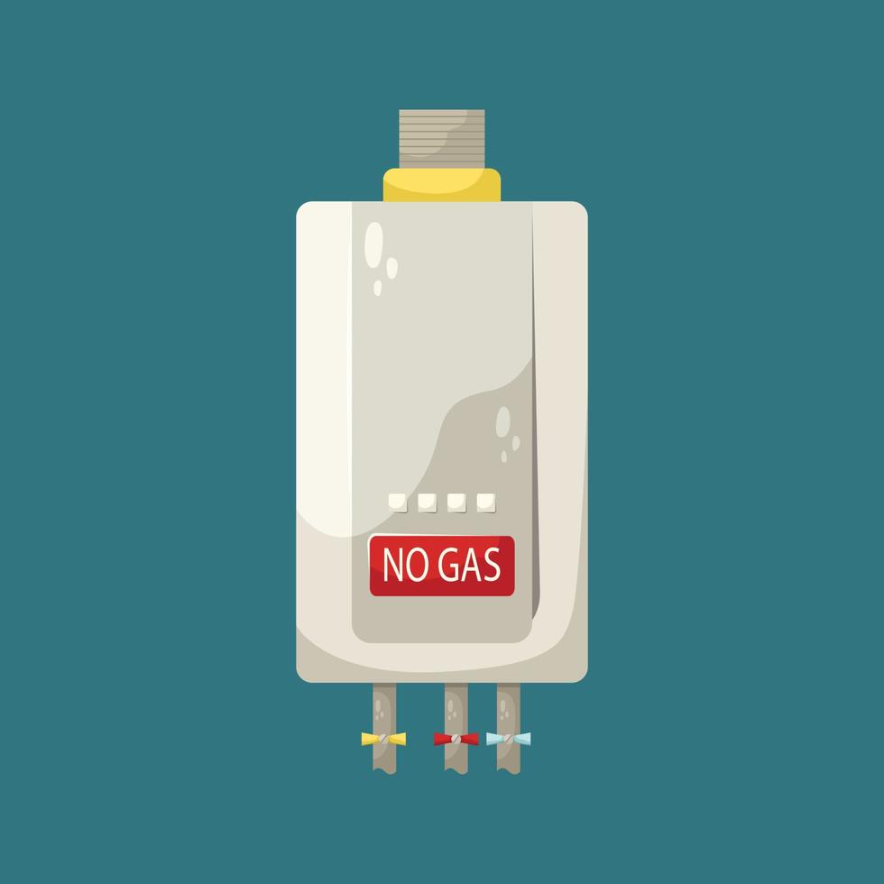 Vector illustration of a gas boiler, no gas. It's cold in the apartment.