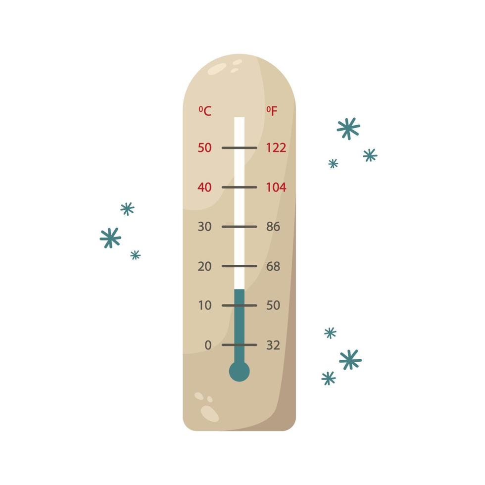 ilustración vectorial de un termómetro de habitación. temperatura ambiente baja. temporada de calefacción. vector