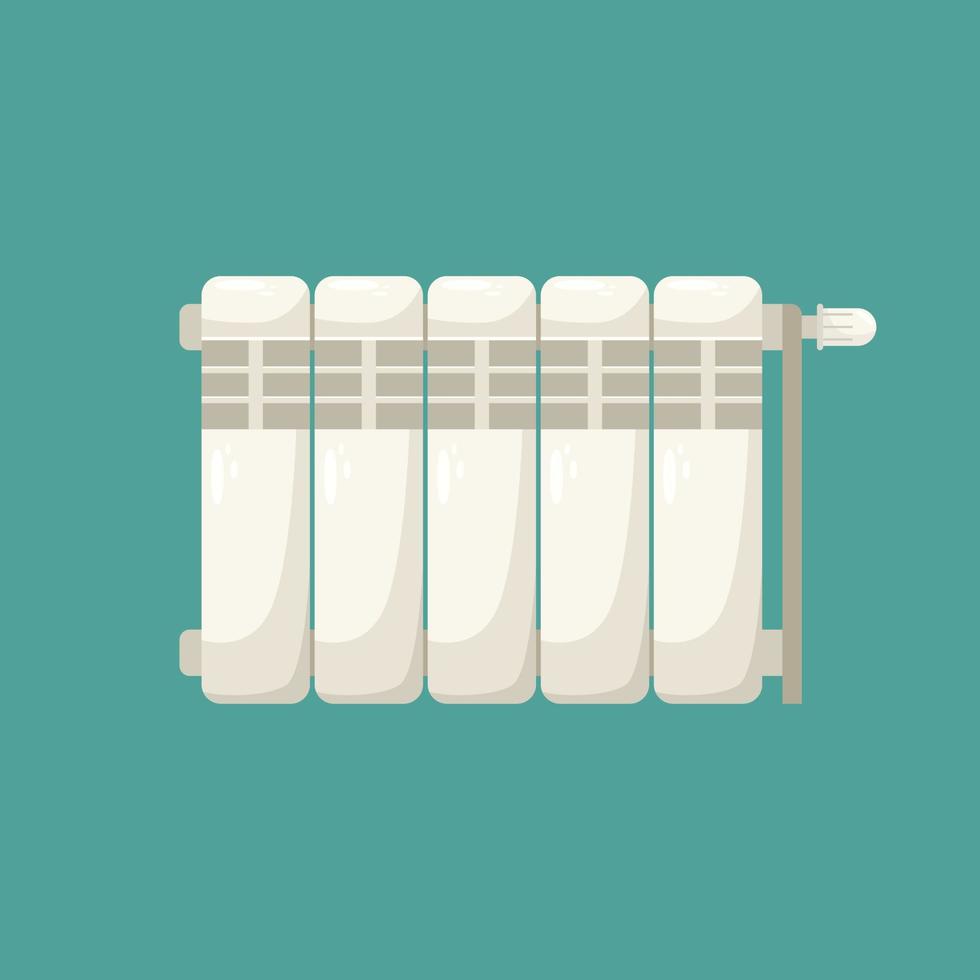 Vector illustration of the heating radiator. Central heating in the apartment. Room temperature. Heating season.