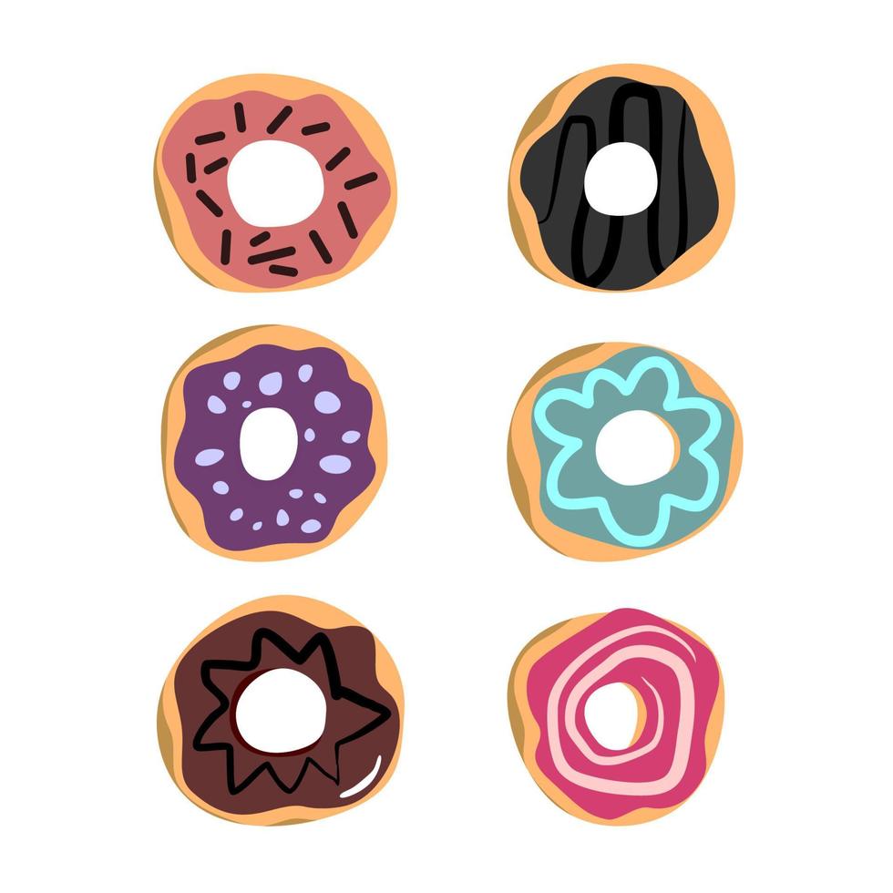 Six donuts elements isolated on white background. vector