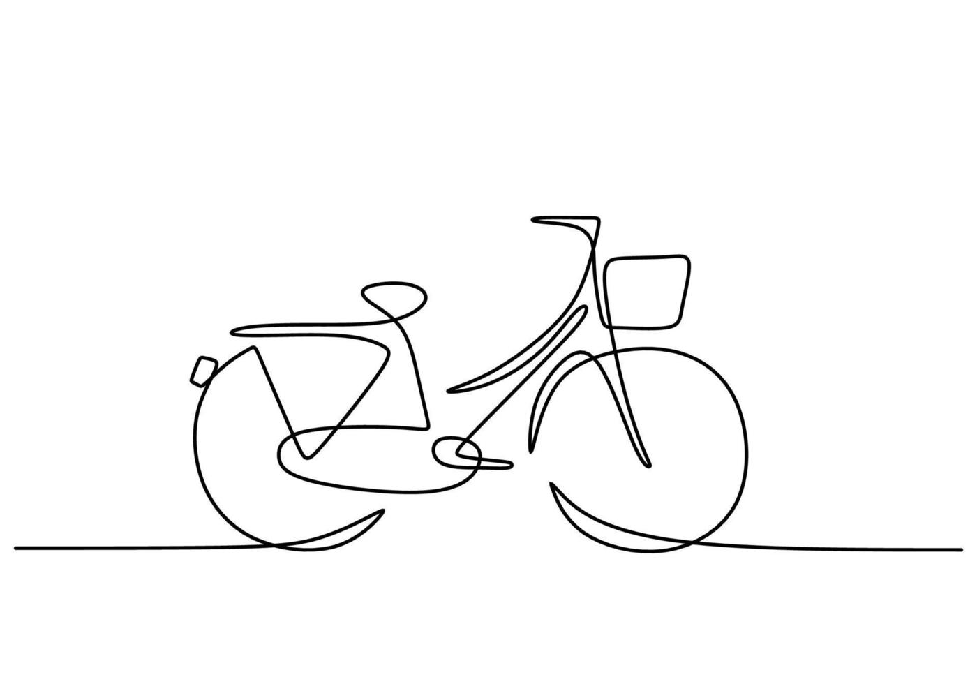 One continuous single line of world car free day with cute bicycle. vector