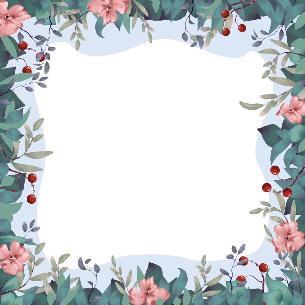 Beautiful Watercolor Winter Flower Border vector