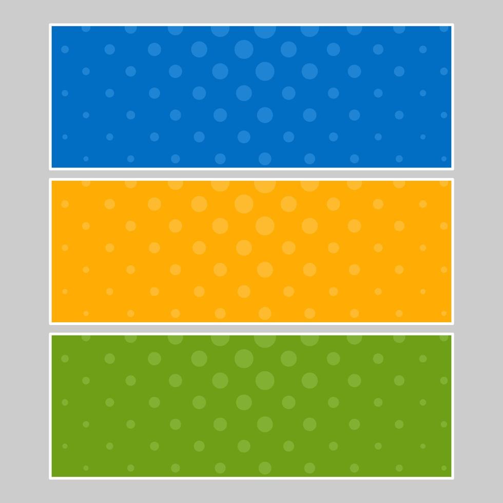 Set of multi colored pop art banners. Halftone comic template with place for your text for design. Vector illustration