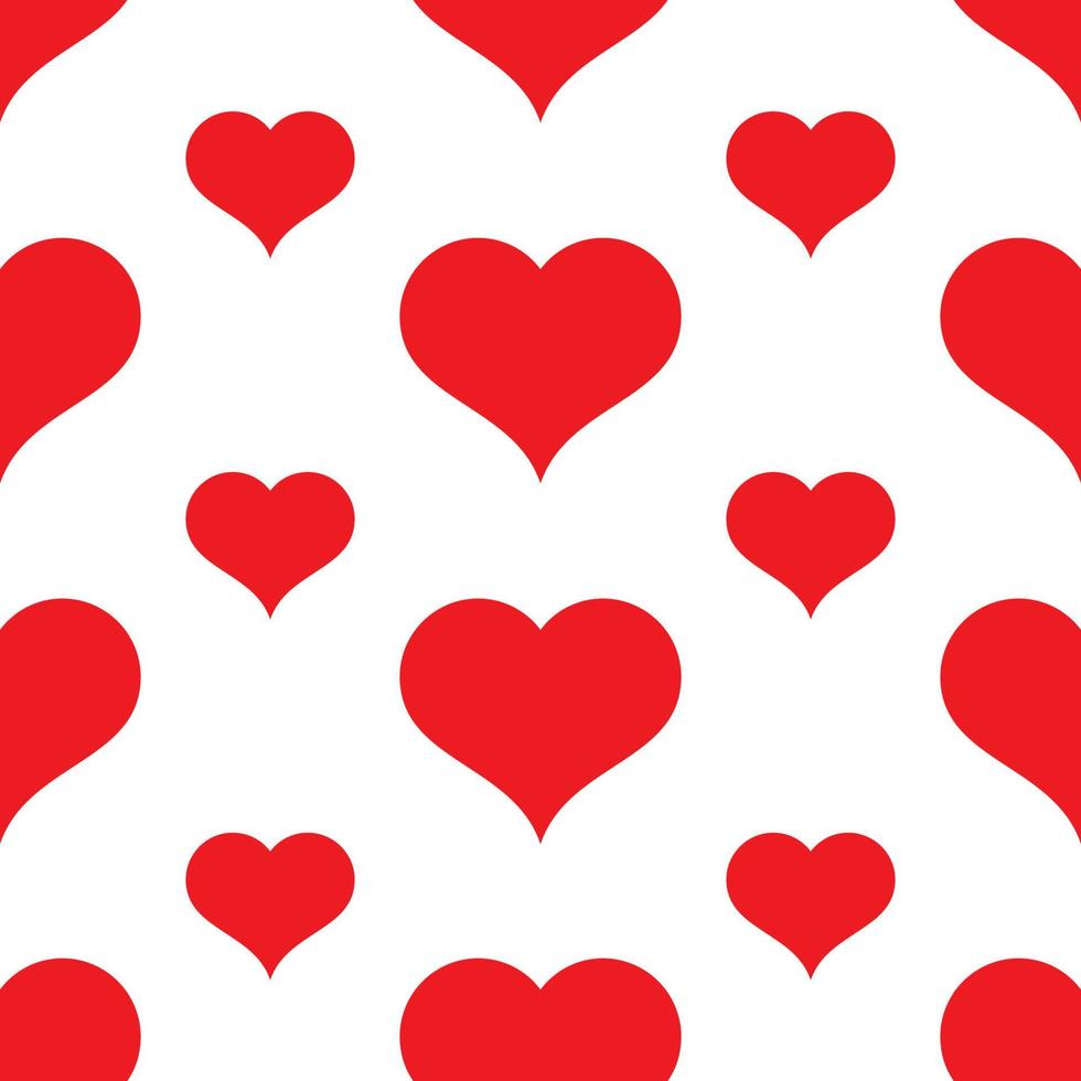 Seamless pattern with red hearts. Romantic love symbol of valentine day. Vector illustration