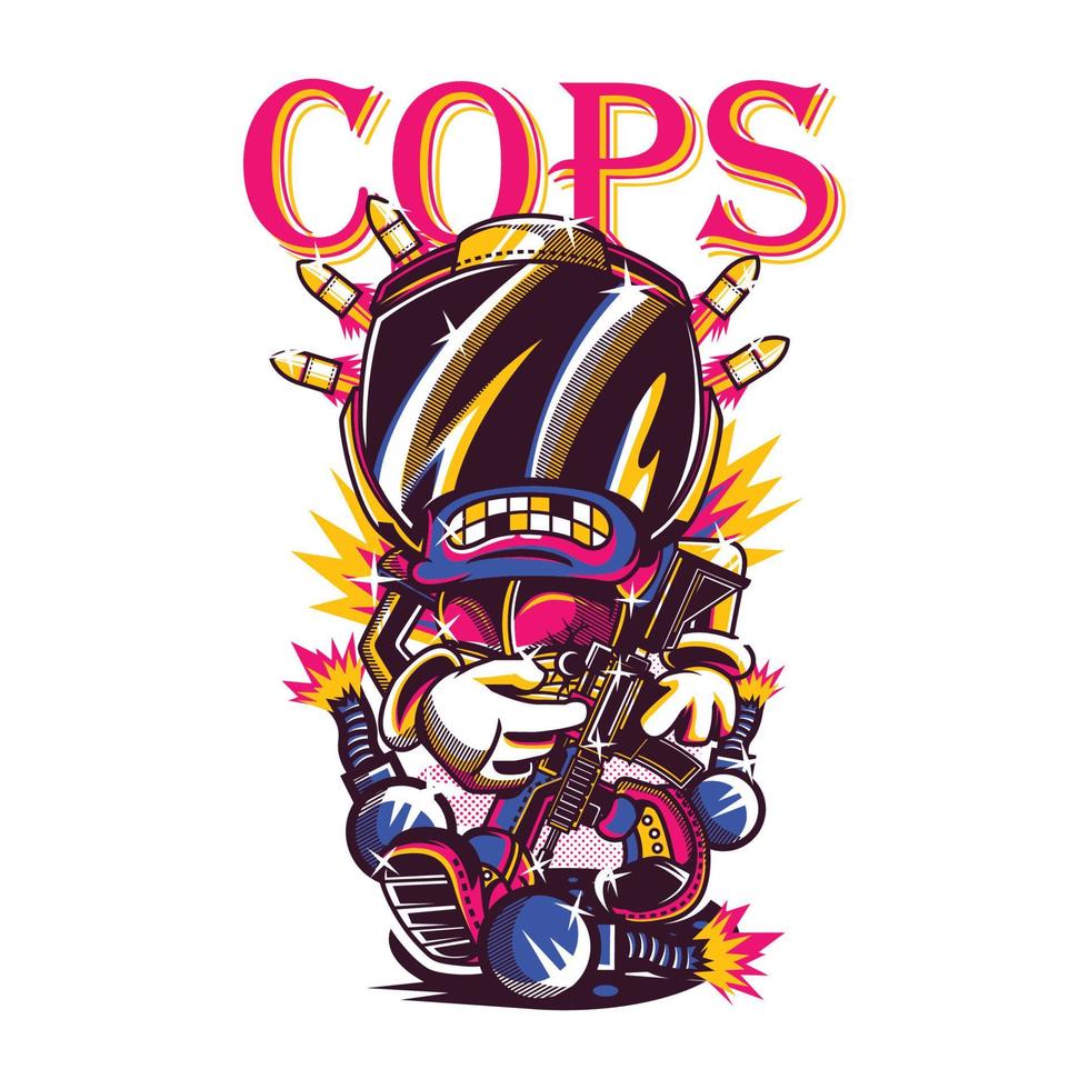 diseño de camisetas de policías. Puede usarse para imprimir camisetas, imprimir tazas, almohadas, diseño de estampados de moda, ropa para niños, baby shower, saludo y postal. diseño de camiseta vector