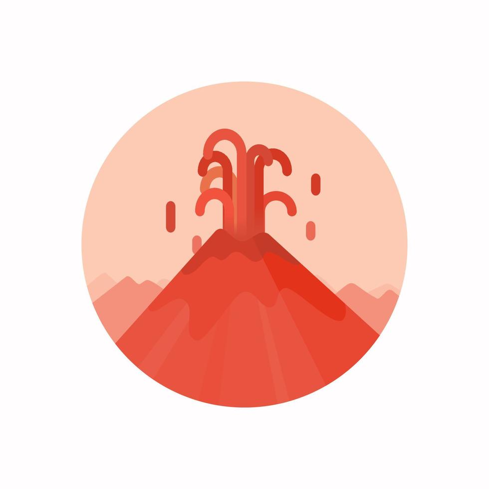 icono de erupción volcánica con ilustración de vector de desastre natural de lava caliente de montaña