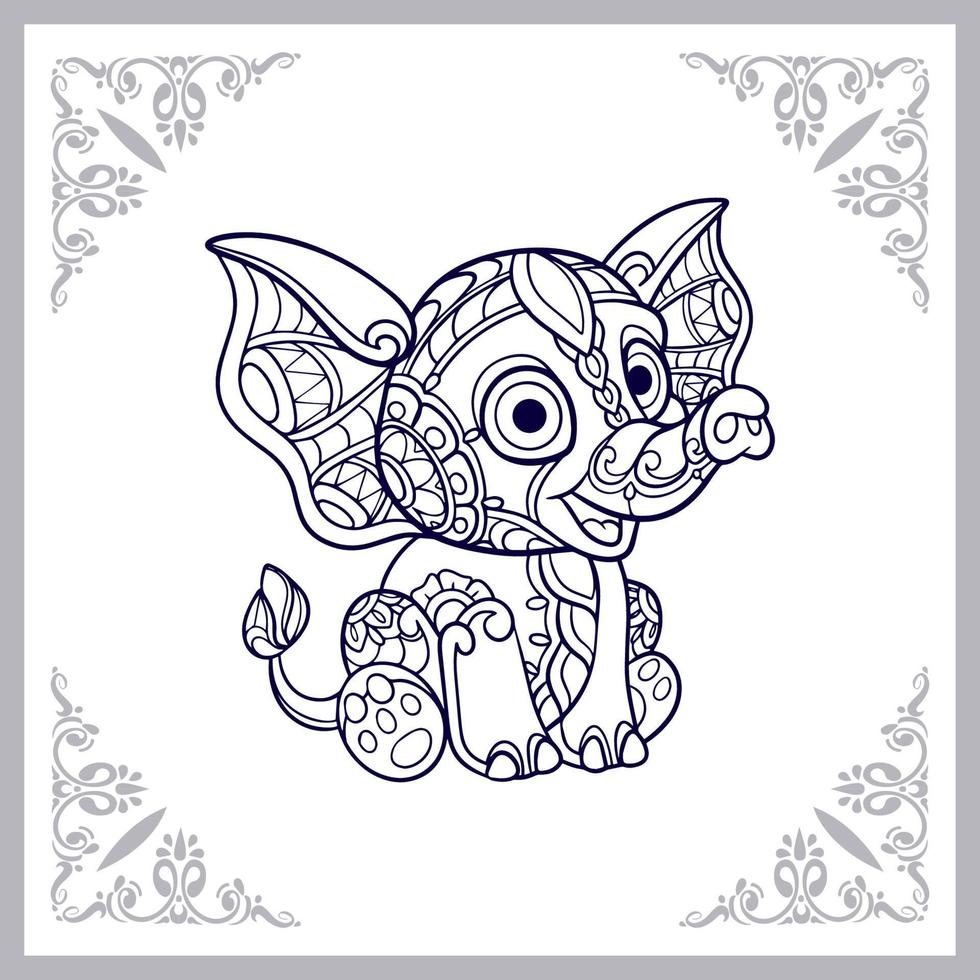 Cute elephant cartoon mandala arts isolated on white background vector