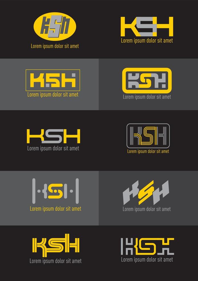 k, s, h, ksh plantilla de monograma de logotipo de vector abstracto