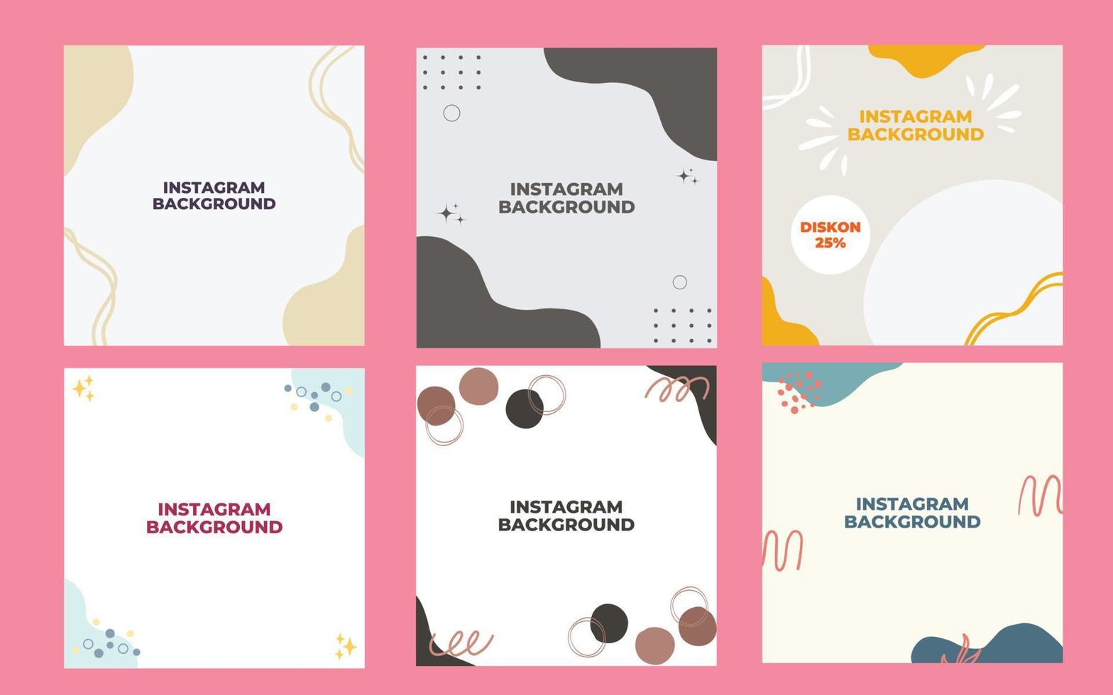 Set Abstract cute feed instagram background vector