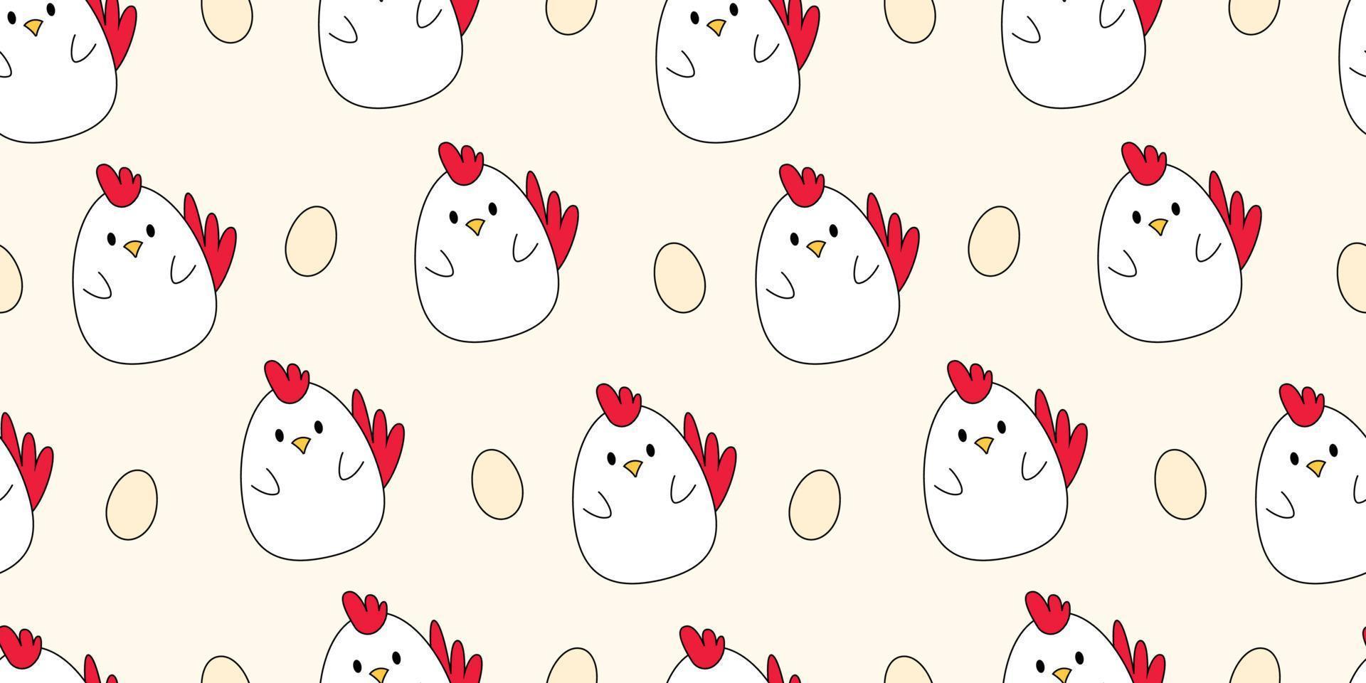 Cute chicken seamless pattern background. Vector illustration
