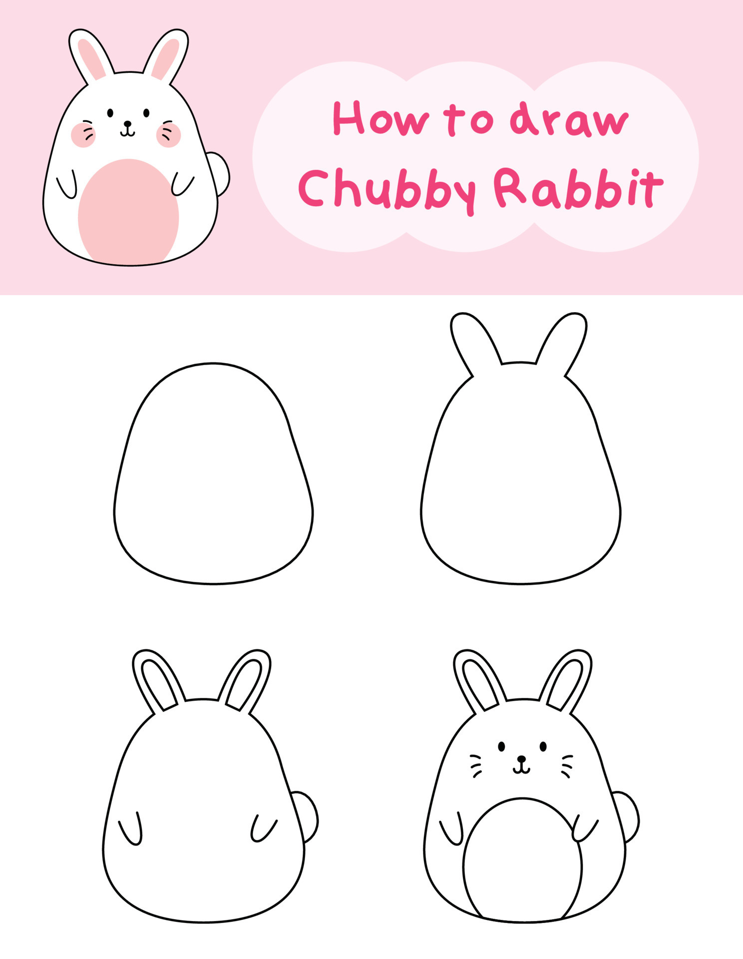 How to draw doodle cute rabbit for coloring book. Vector illustration  12901267 Vector Art at Vecteezy