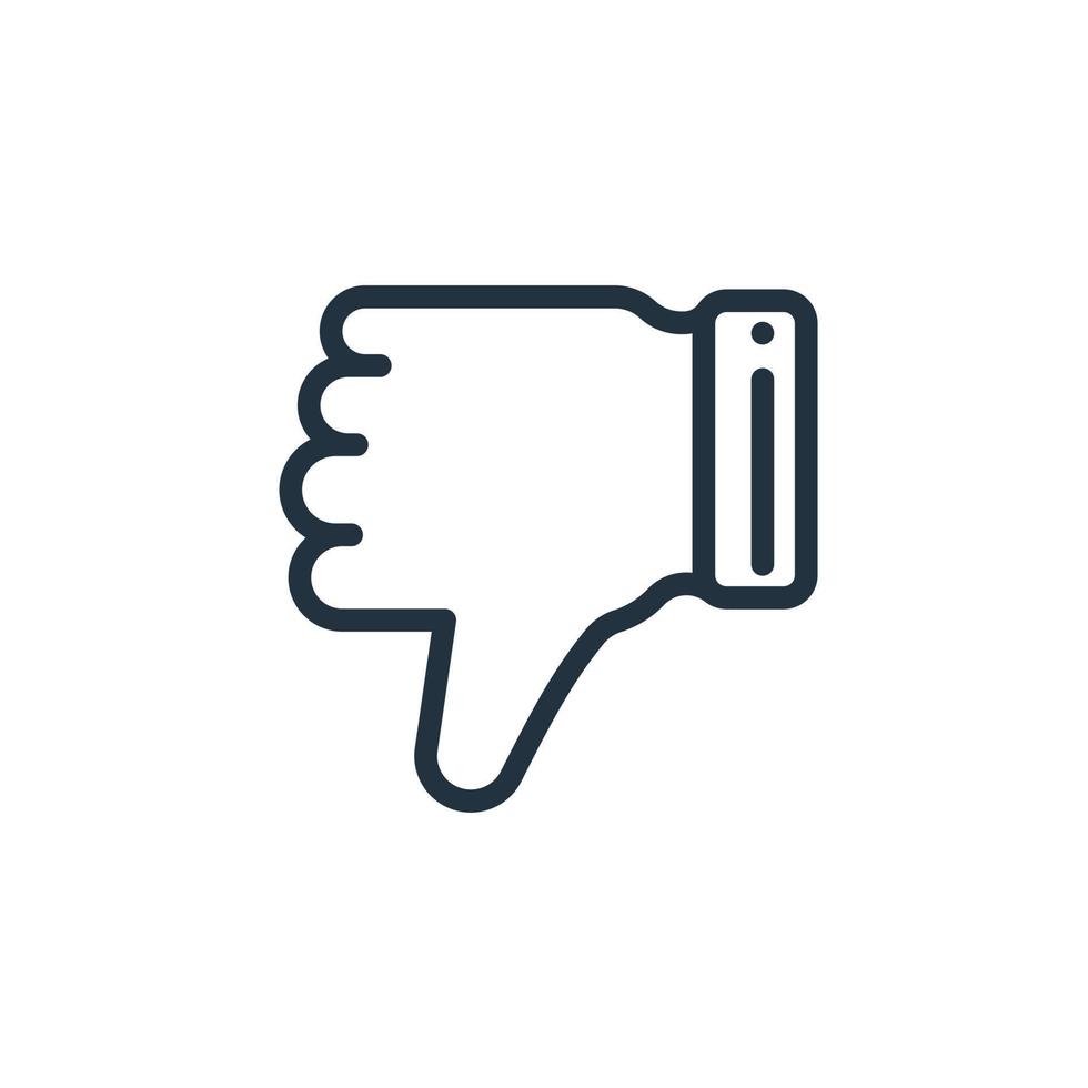 Thumbs down hand icon isolated on a white background. Dislike symbols for web and mobile apps. vector