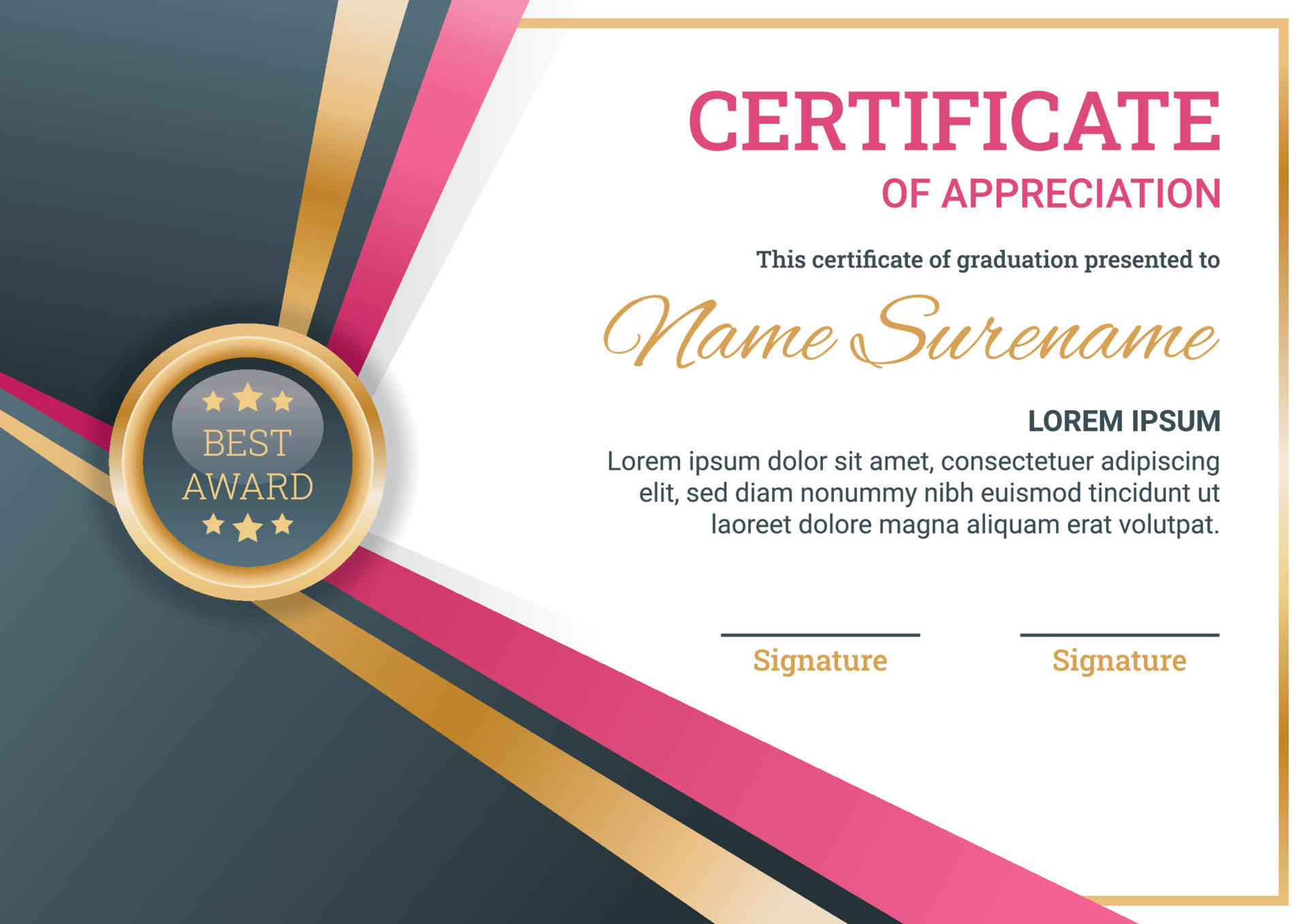 Certificate of Appreciation Red Gold Black Color A4 Paper Size Ratio 12901514 Vector Art at Vecteezy