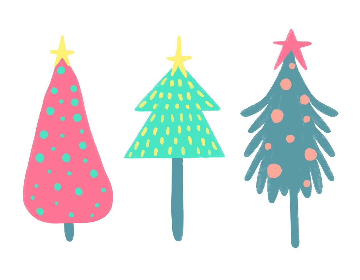 Watercolor vector illustration of Christmas trees. Merry Christmas and Happy New Year greeting card.