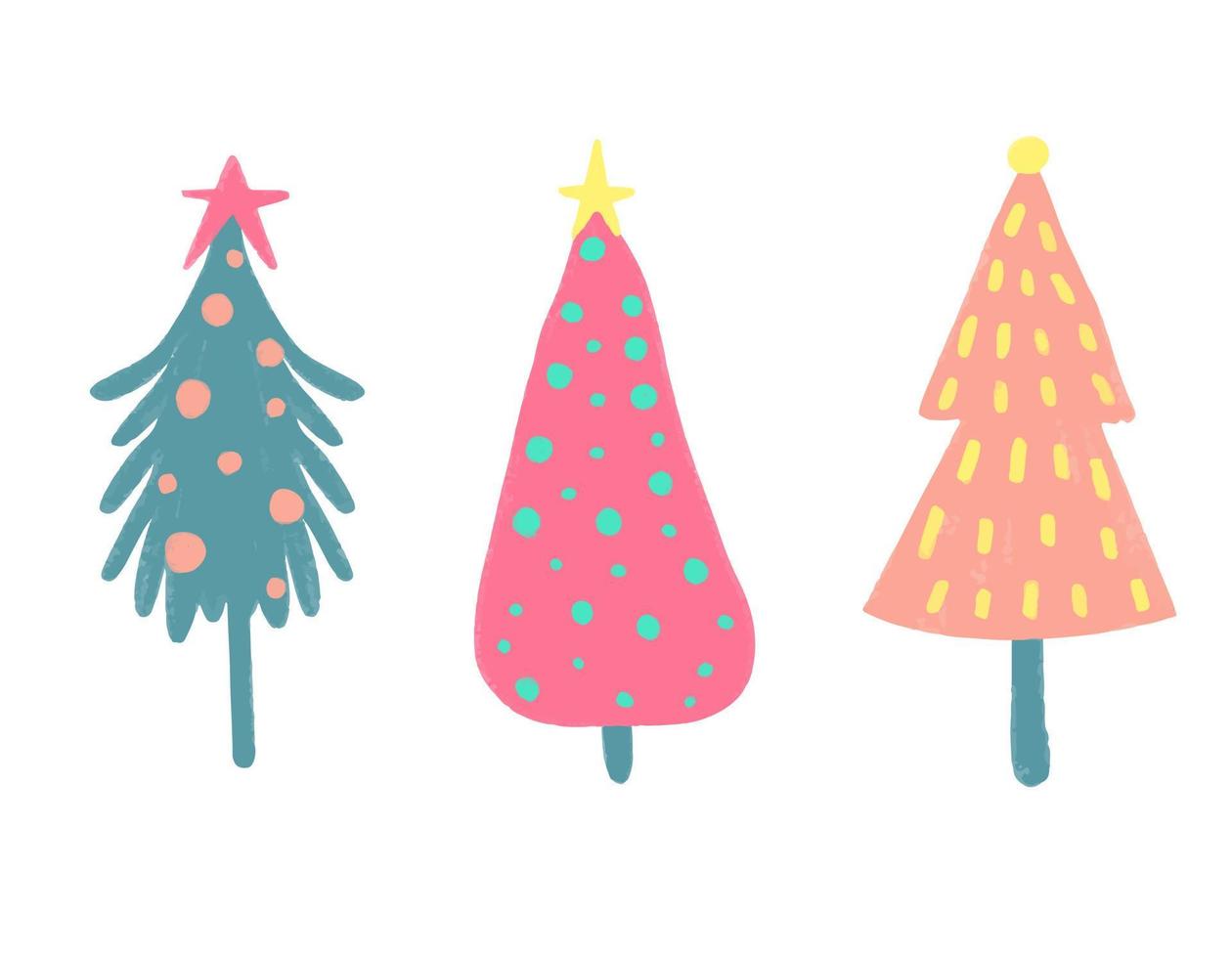Watercolor vector illustration of Christmas trees. Merry Christmas and Happy New Year greeting card.