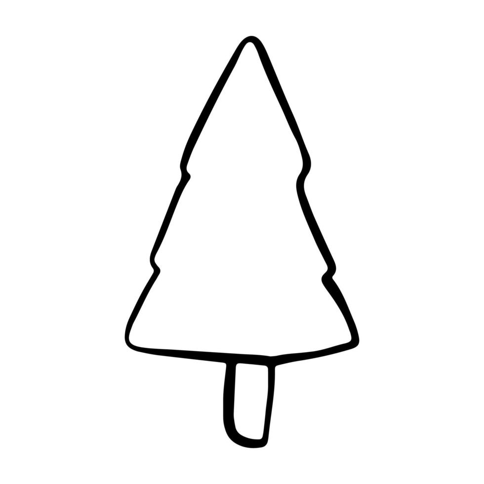 Vector Christmas tree outline icon.