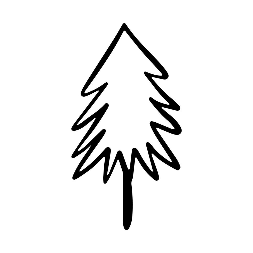 Vector Christmas tree outline icon.