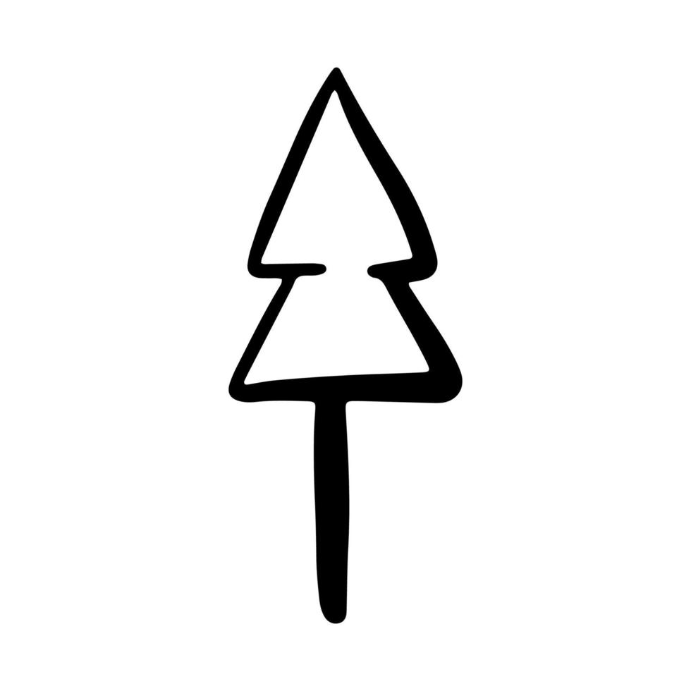 Vector Christmas tree outline icon.