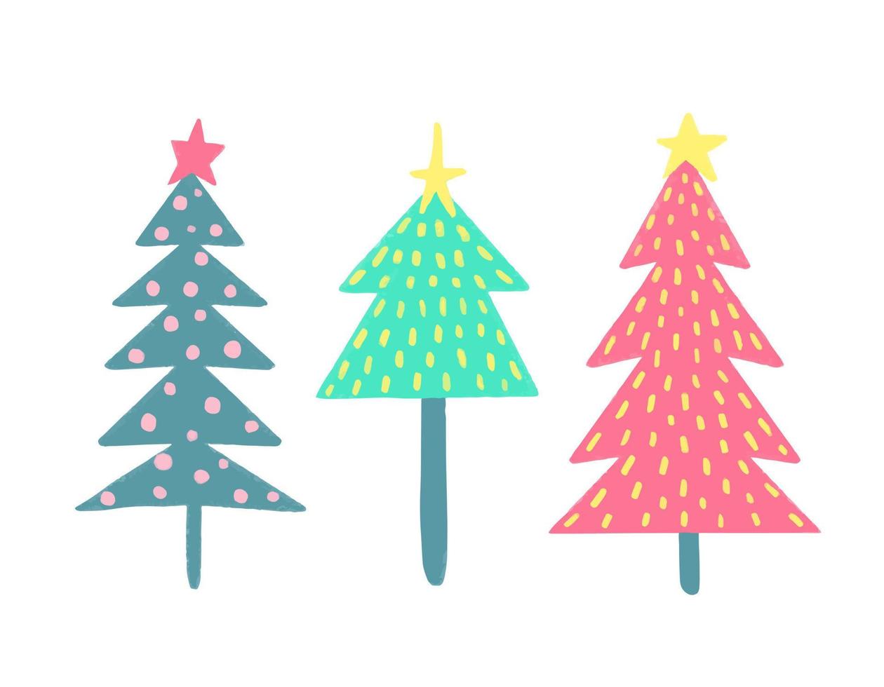 Watercolor vector illustration of Christmas trees. Merry Christmas and Happy New Year greeting card.