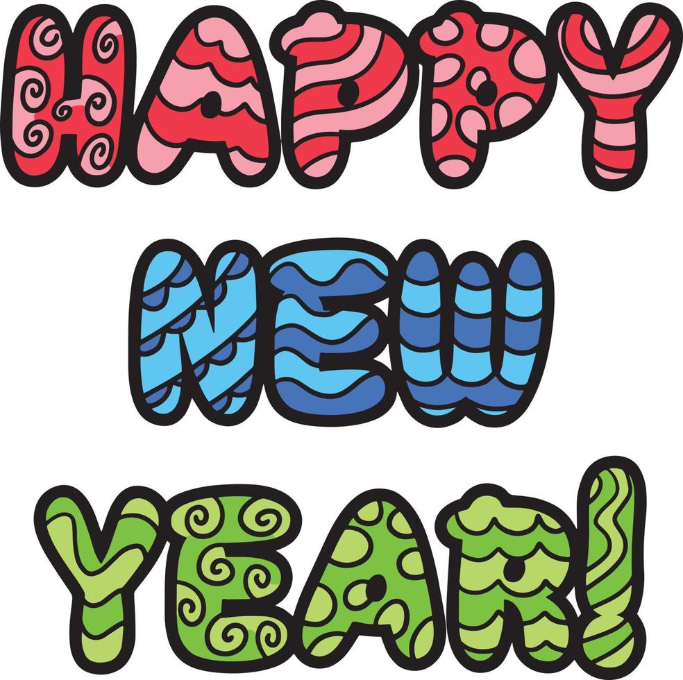 Happy New Year Banner Cartoon Colored Clipart vector