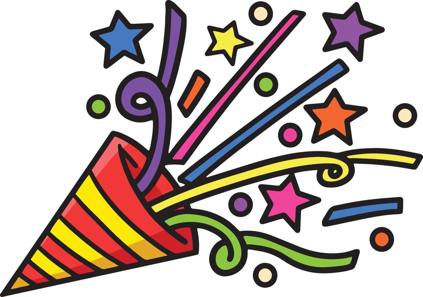 Party Popper Cartoon Colored Clipart Illustration vector