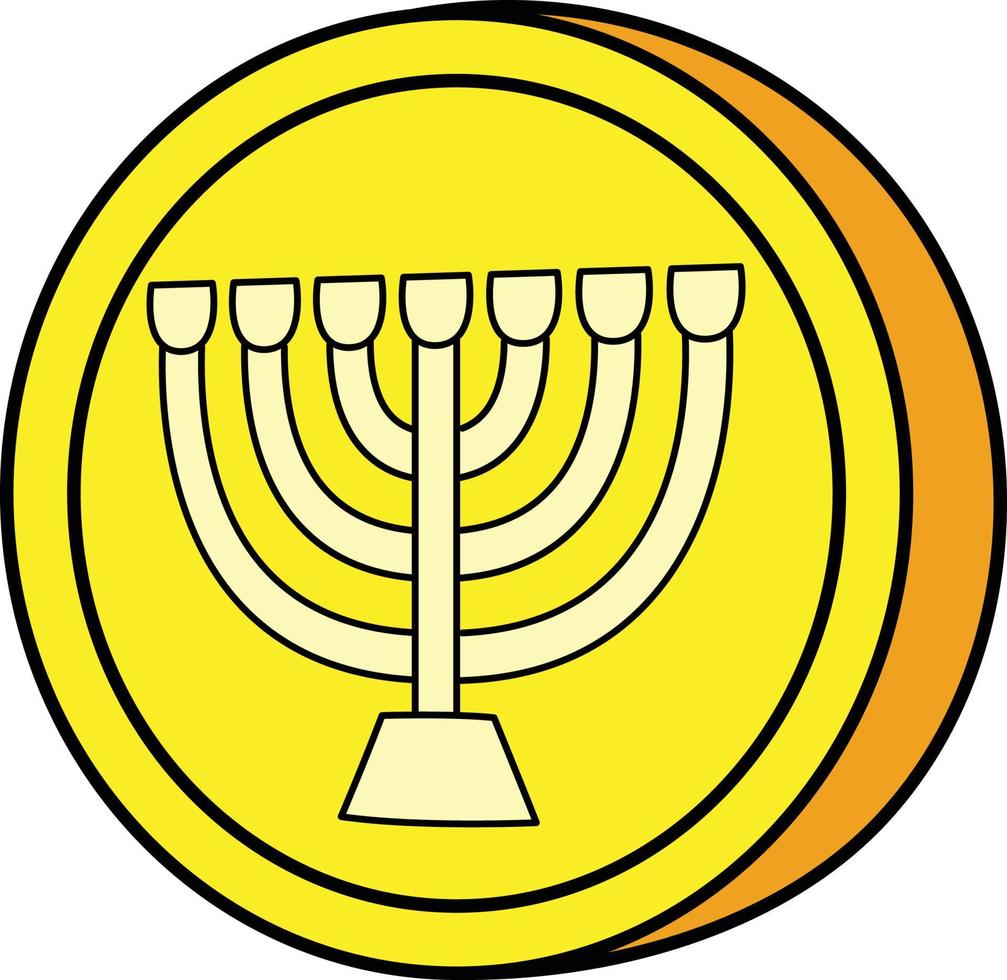 Hanukkah Menorah Coins Cartoon Clipart vector