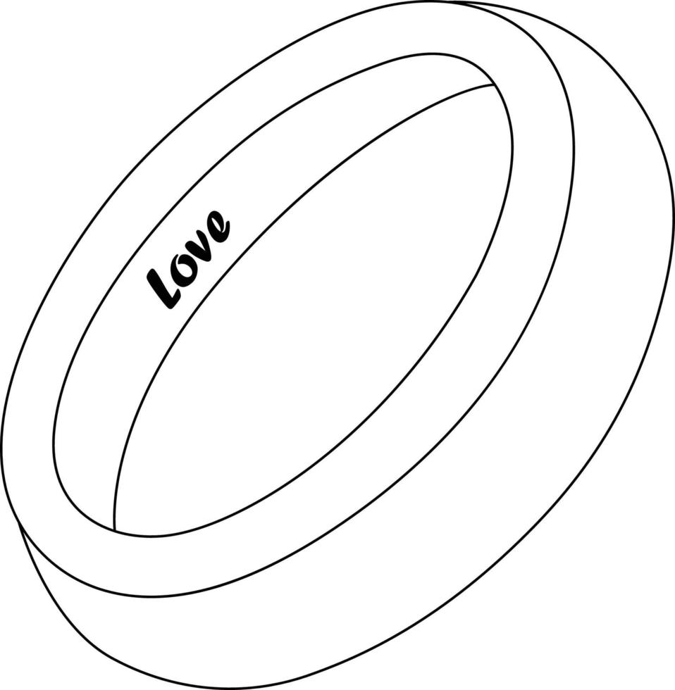anillo de boda aislado para colorear página para niños vector