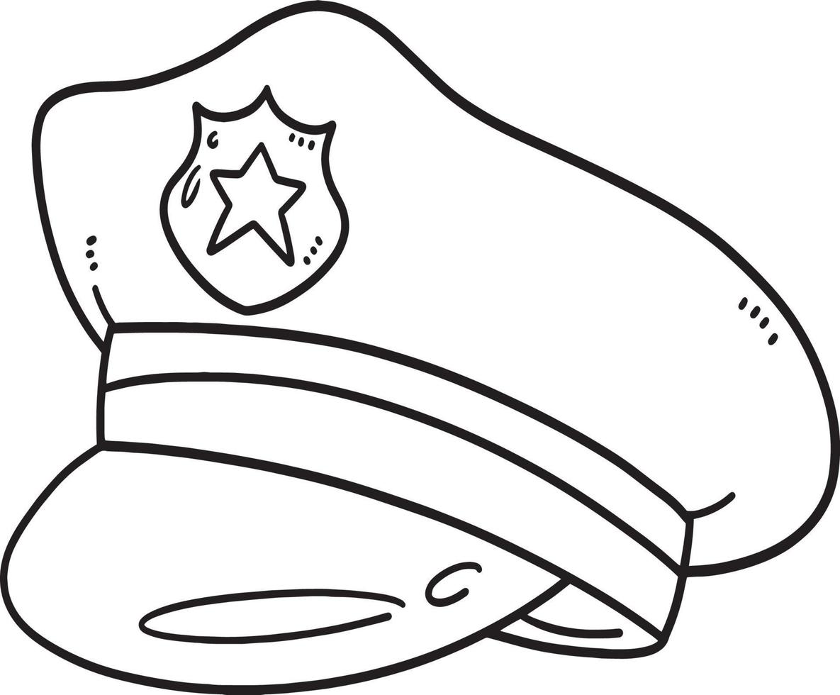 Police Hat Isolated Coloring Page for Kids vector