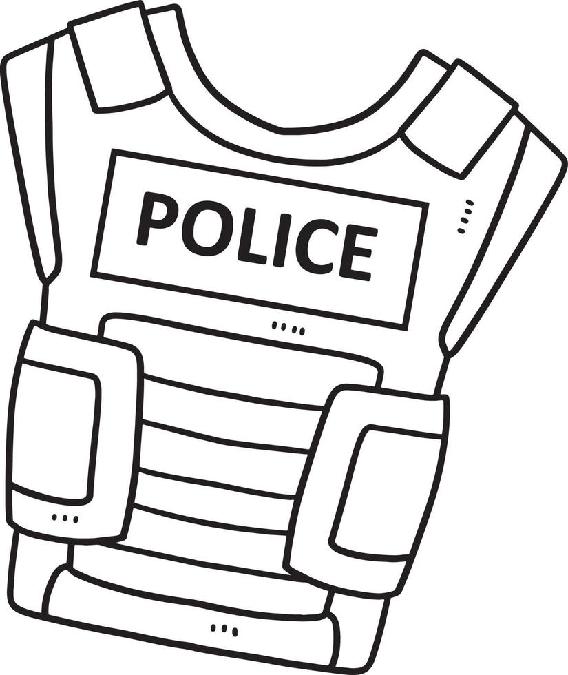 Police Bulletproof Vest Isolated Coloring Page vector